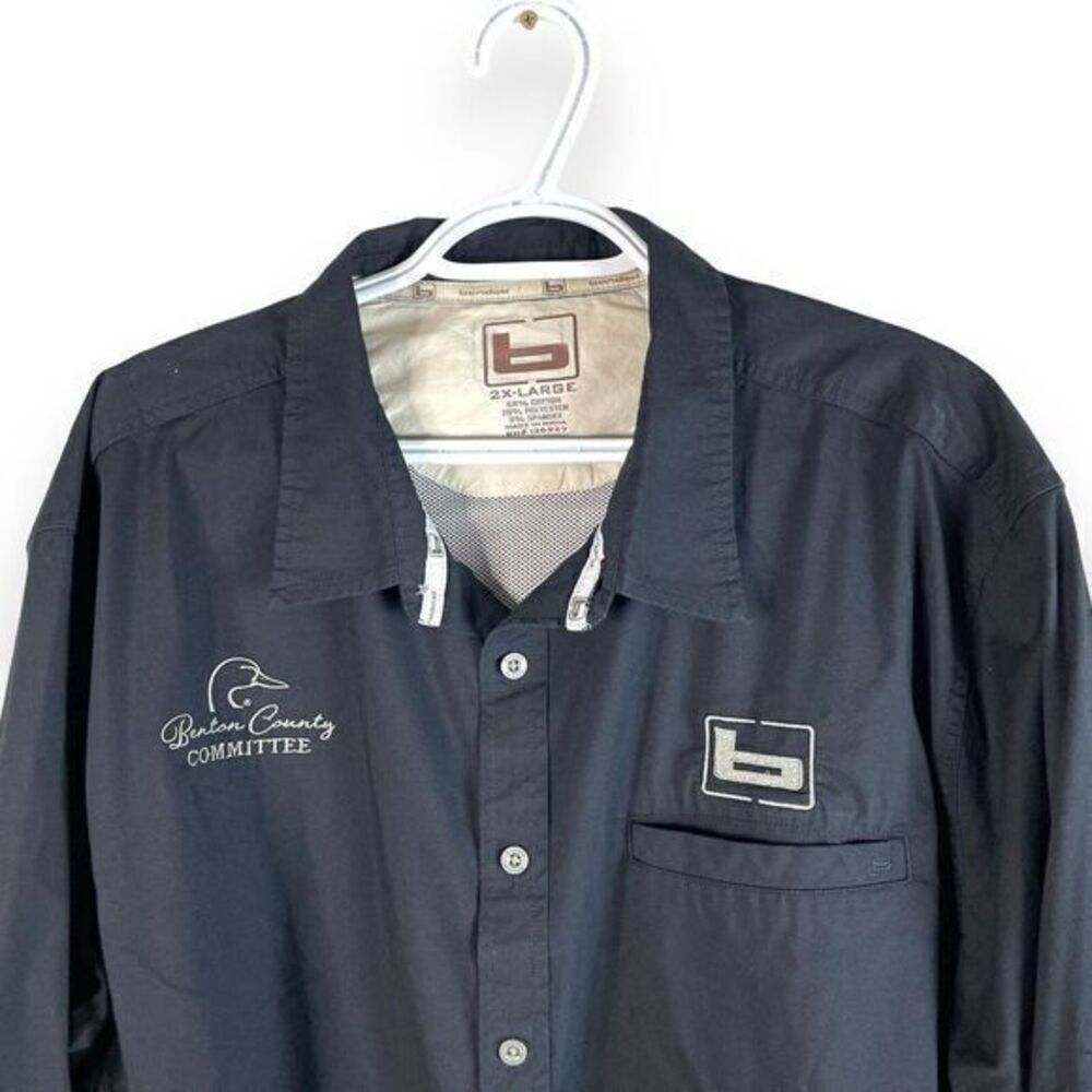 Banded Vented Outdoor Button Up Shirt Mens‎ 2XL Black Long Sleeve Cotton Blend - Picture 2 of 4